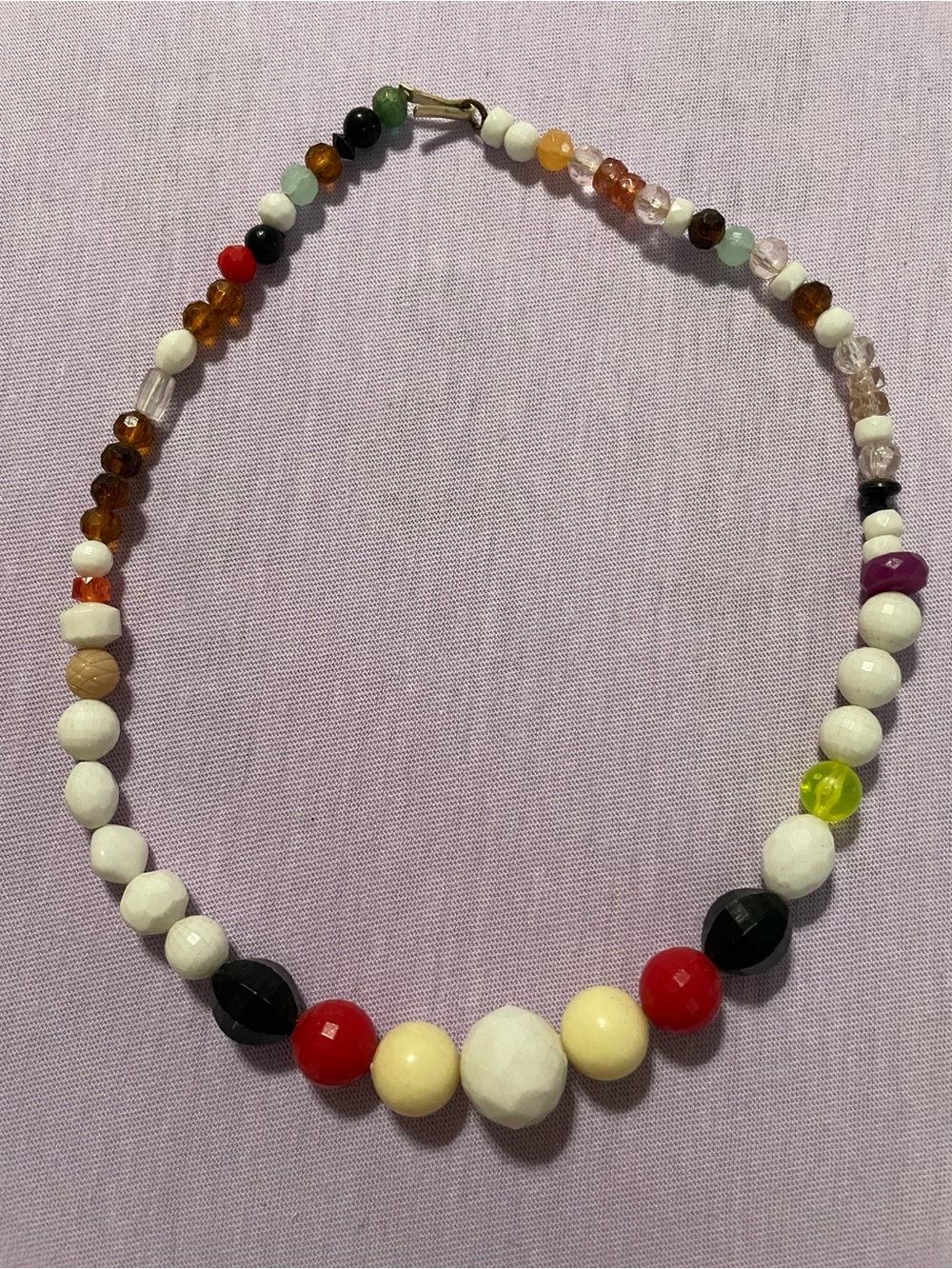 Vintage 1960s Hand-Strung Plastic Mardi Gras Beads Necklace, 16” Choker Length